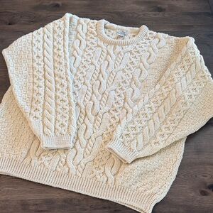 LL Bean Tall Men's XXL Cream 100% Wool Sweater